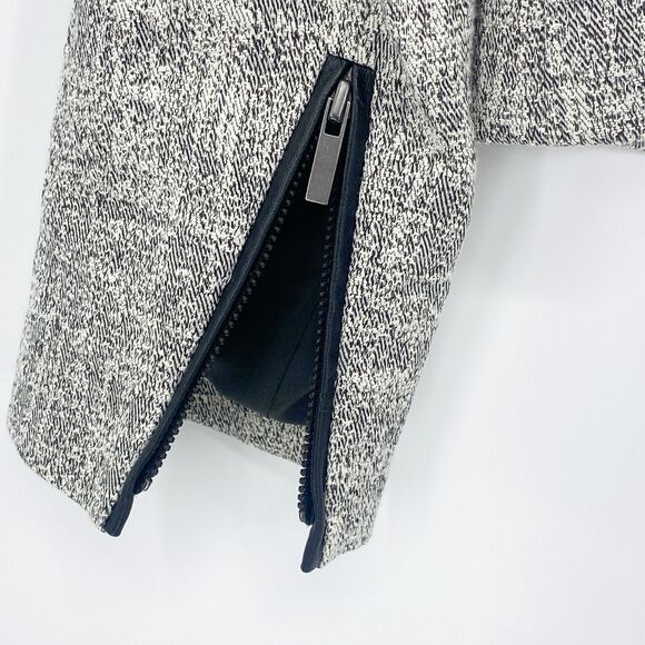 Classiques Entier Grey Blazer Black Leather Lapel Jacket Small Quiet Luxury - Picture 9 of 16